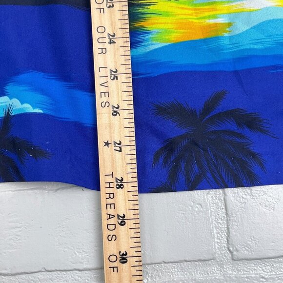 Rai Nani Shirt Men XLarge Blue Yellow Hawaiian Palm Aloha Camp Sun Palm Boat VTG - Picture 7 of 8